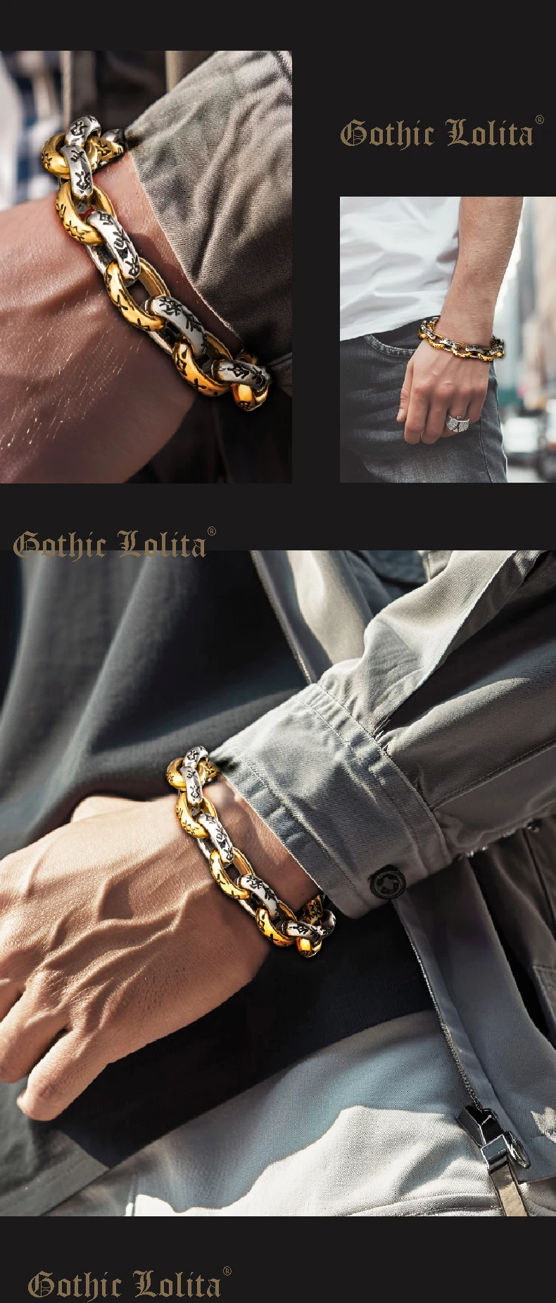Biker Mechanical Armor - Heavy Link Silver Bracelet - Slice 8